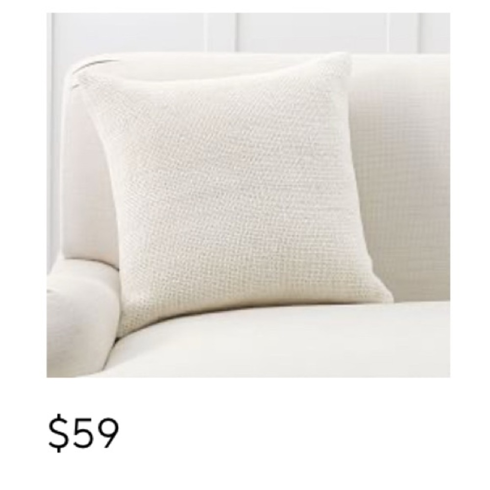 NWOT-Pottery barn Faye textured linen 20” pillow cover ivory.